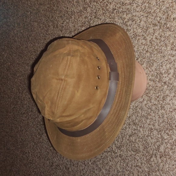 Vintage C.C FILSON Tin Cloth Waxed Canvas Packer Hat USA Safari Sz M - Picture 3 of 10